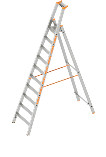 Layher Stufenstehleiter Topic einseitig 10 breite Stufen, L=3,20m #1064010